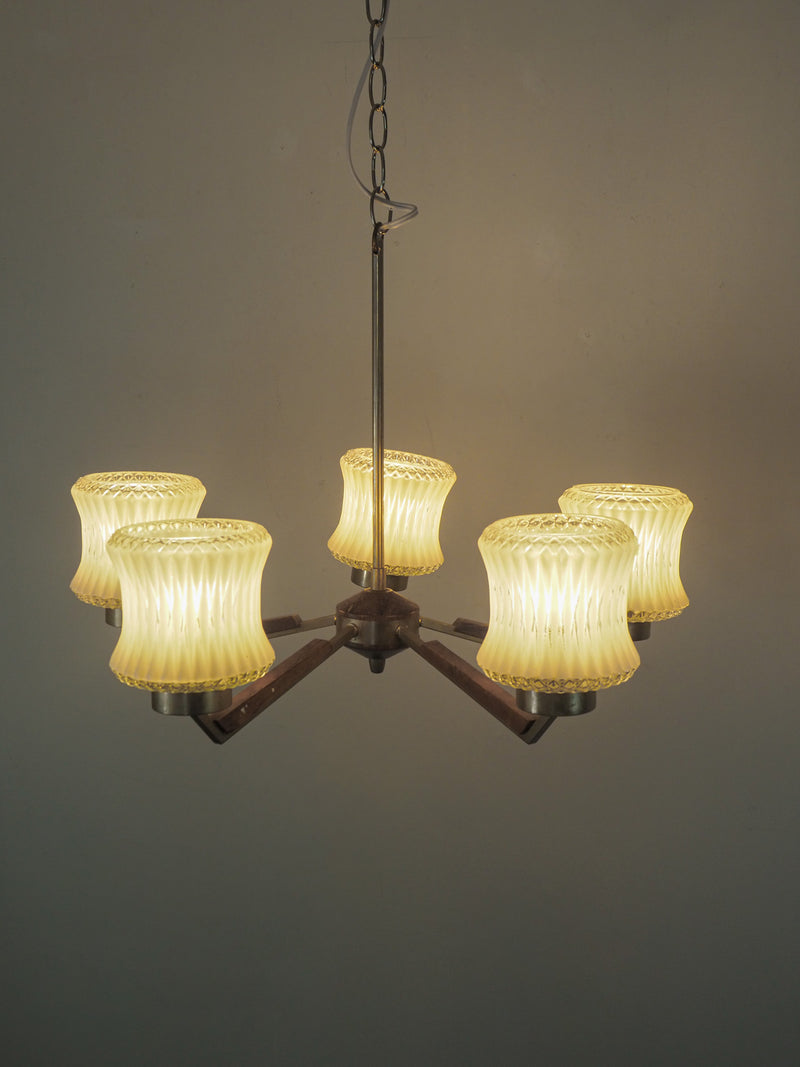 5灯カッティングガラスシャンデリア ヴィンテージ SHARK ATTACK