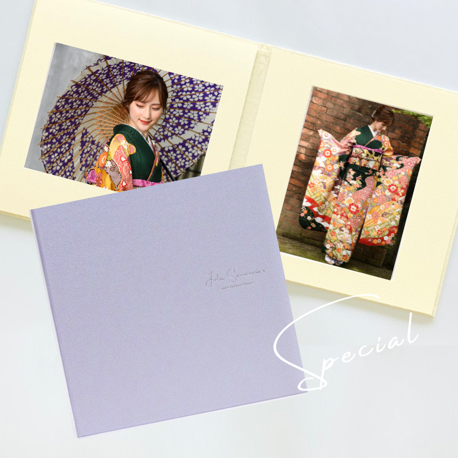 写真台紙 プリント印刷付き 仕上げ【ココフル ブルー】8つ切 2面