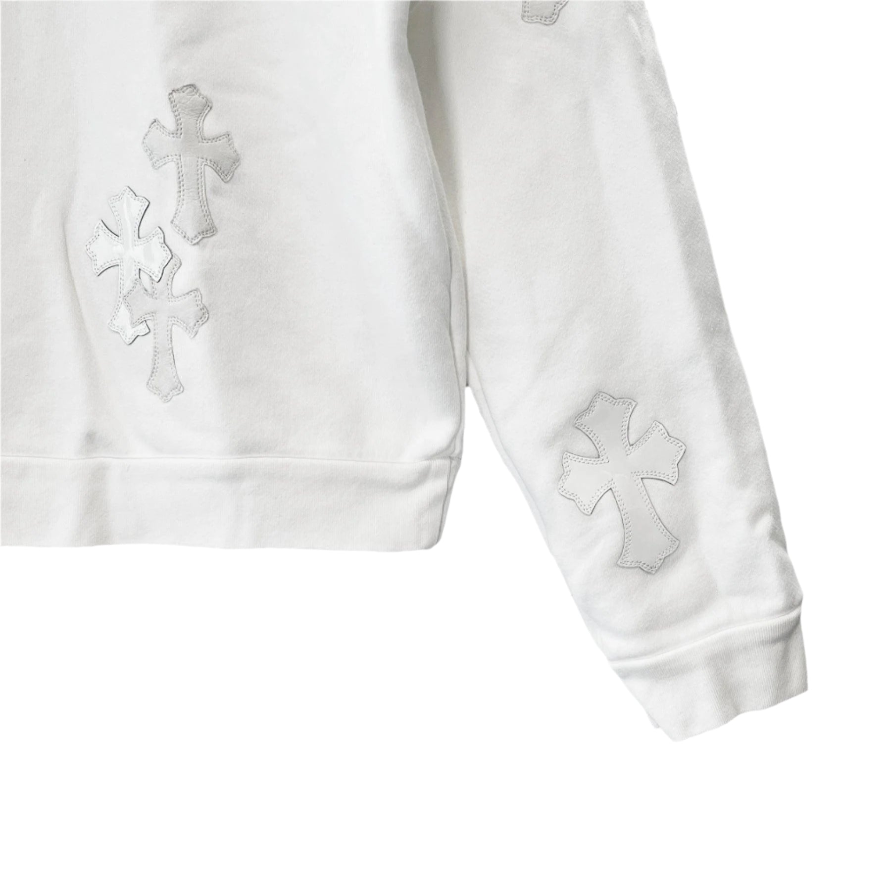 Chrome Hearts White Patent Leather Cross Half Zip Sweatshirt
