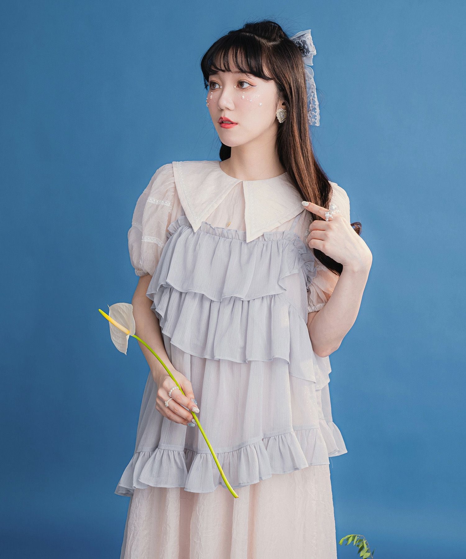 フリル キャミ チュニック miolite 全2色｜mio831-0051【1】 - 半袖