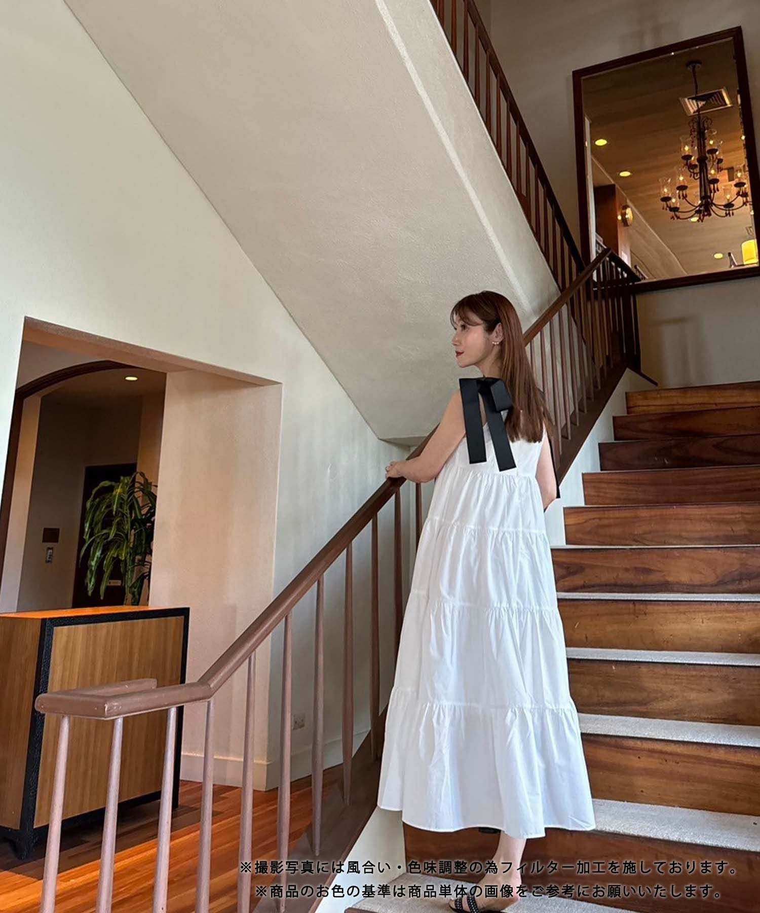 肩リボン ティアード ロングワンピース Liala×PG 全3色｜lpg321-1953