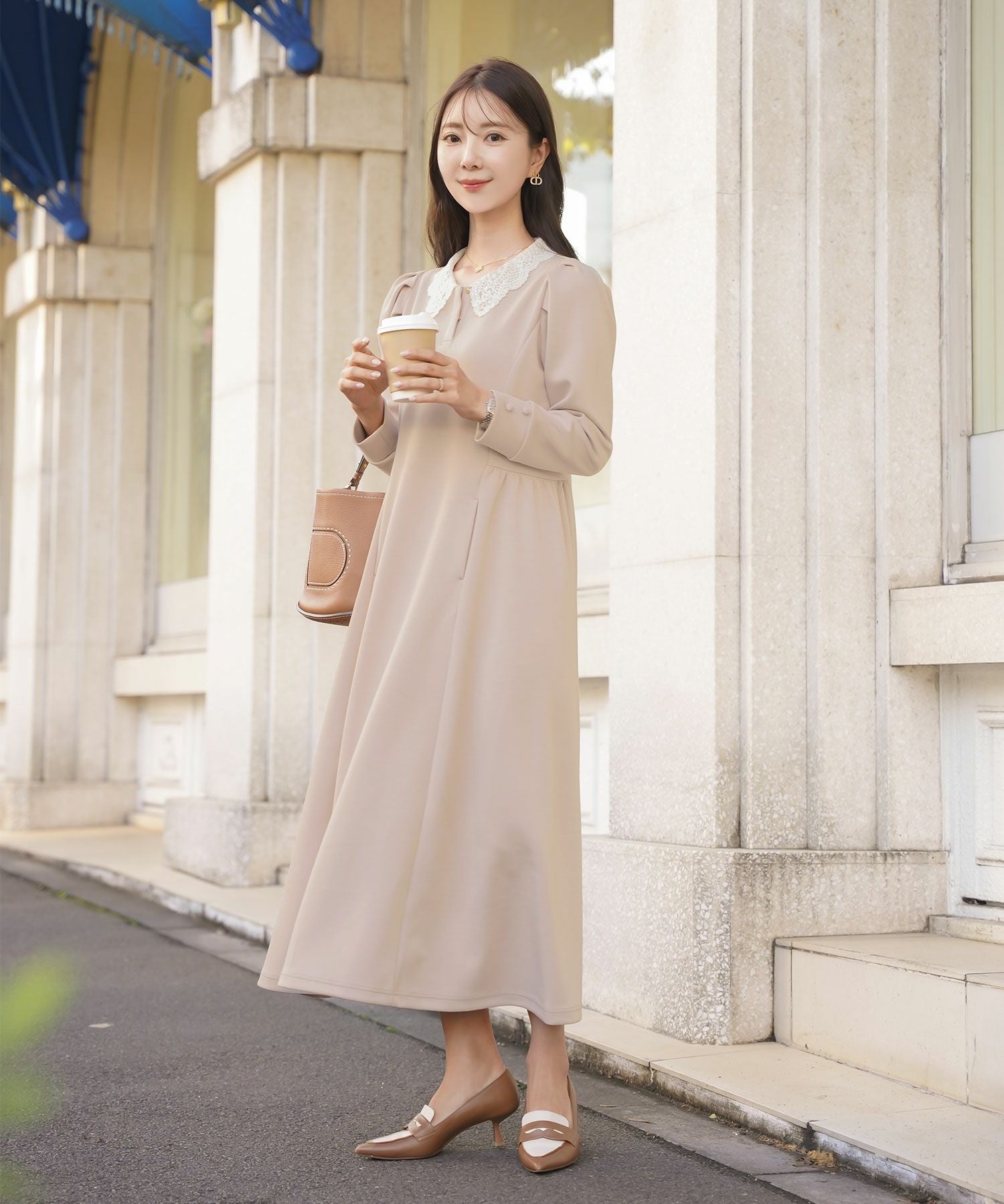 レース襟 リラックス ワンピース le reve vaniller 全4色｜lvn341-1926