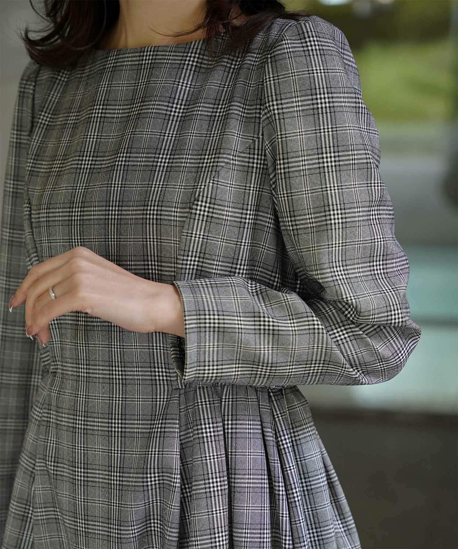 チェック柄 ワンピース HUIT 全2色｜hit341-0207【1】 - 長袖・七分袖