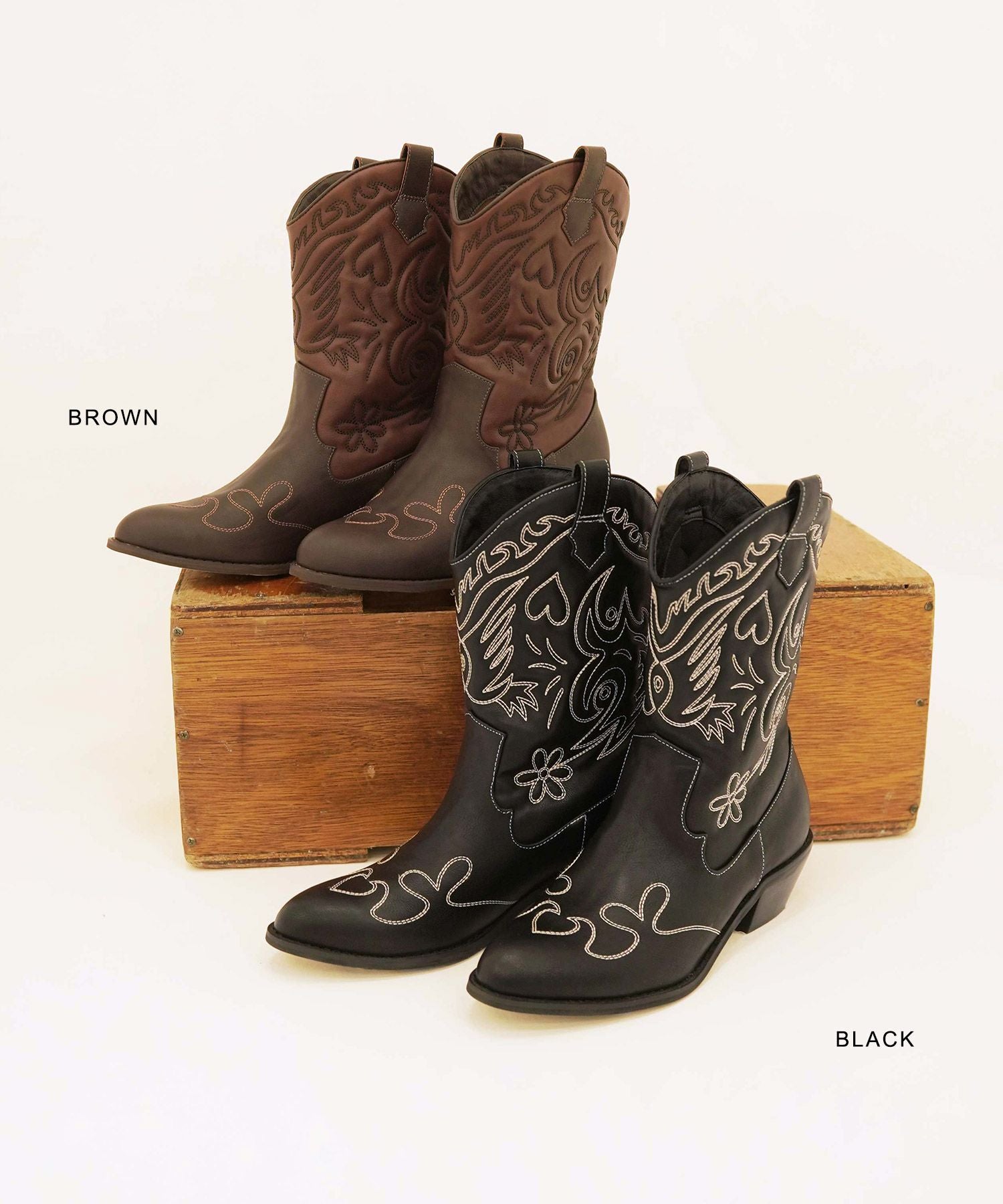 オリジナル刺繍 ウエスタンブーツ TINA：JOJUN 全2色｜tnj913-0785【3】