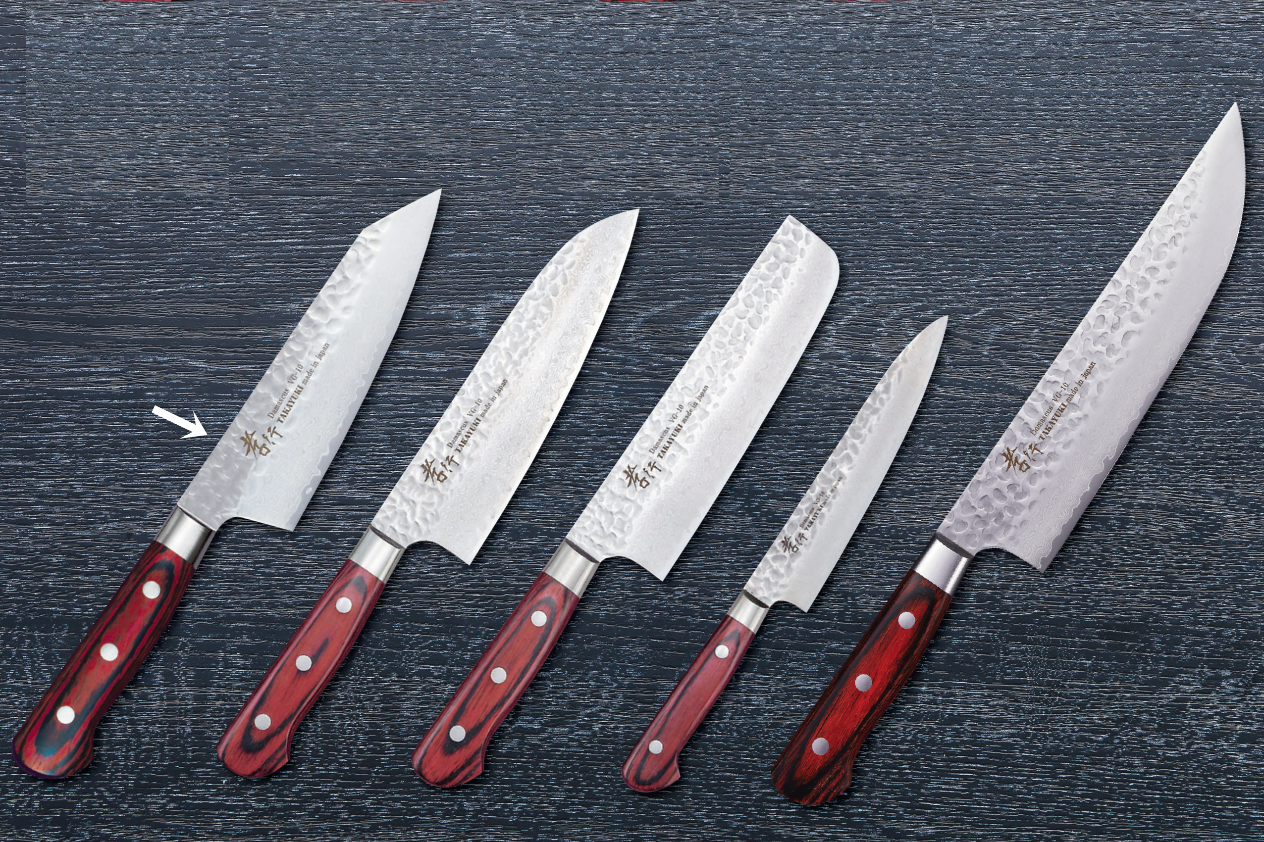 堺孝行 剣型 三徳包丁 VG10鋼 槌目 ダマスカス33層 160mm (07399