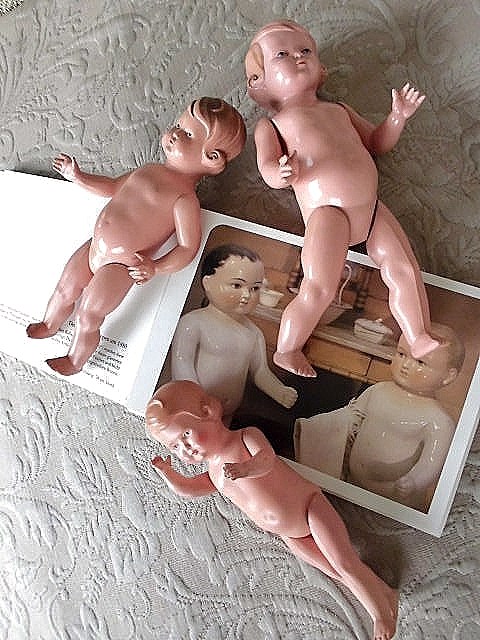 サイズ違いのセルロイドドール 3体セット ドイツ タートル亀のマーク