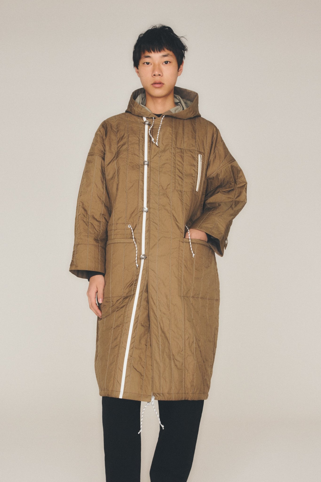 ウォッシュトキルティングモッズコート_grey – sneeuw_online store