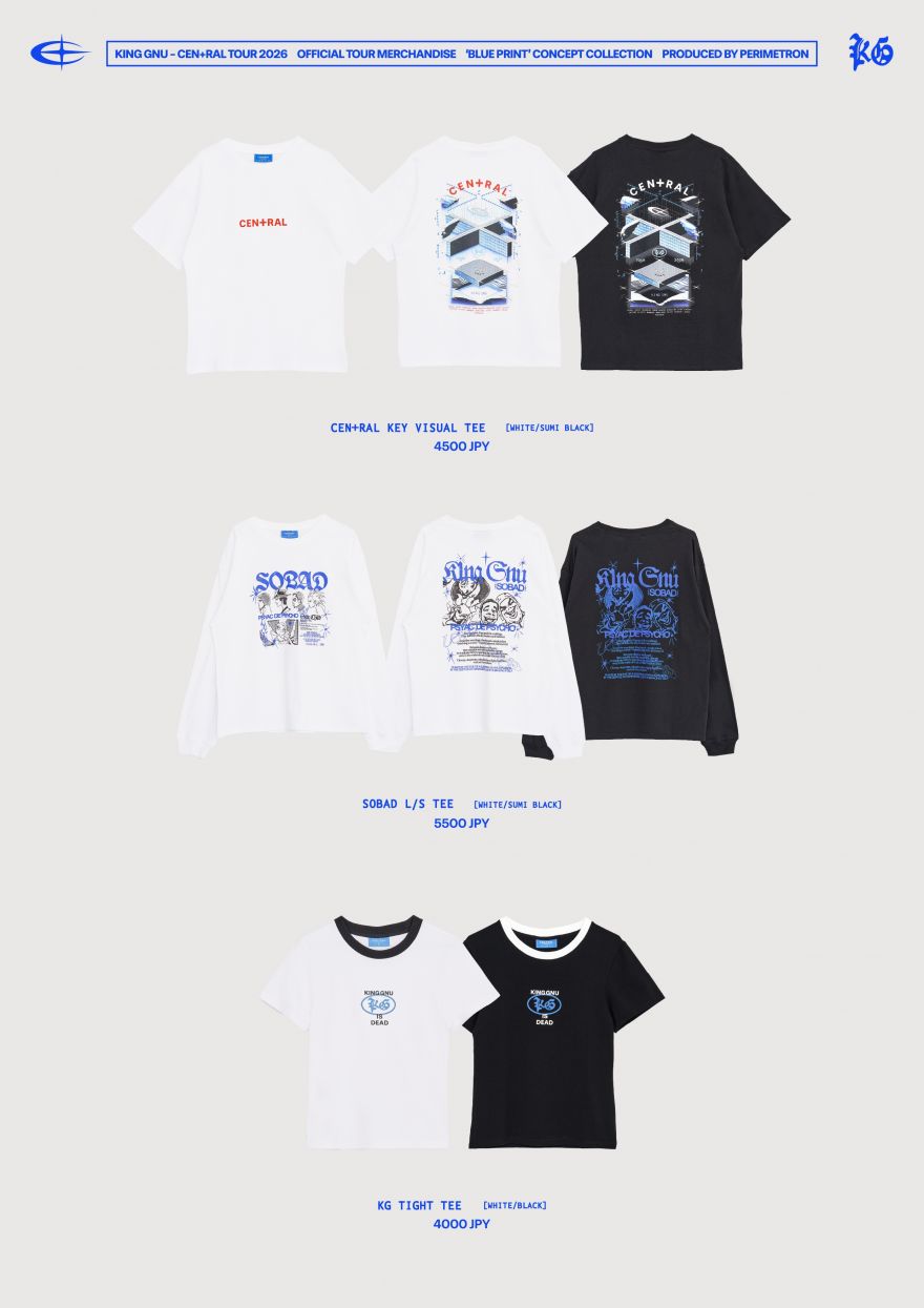 Goods】「King Gnu CEN+RAL Tour 2026」オフィシャルグッズ