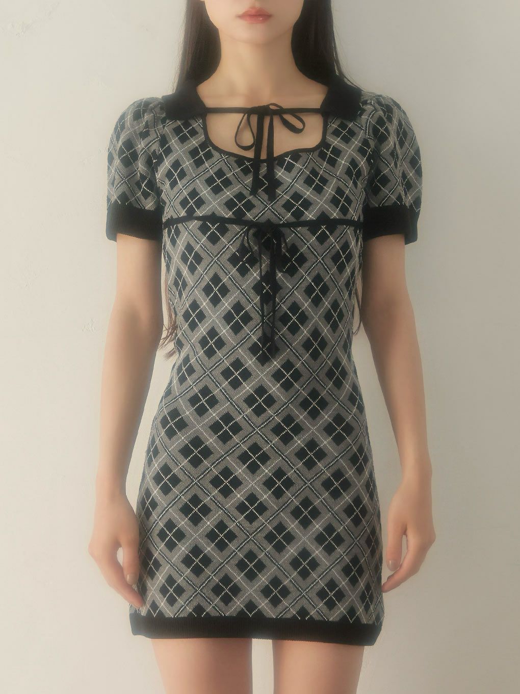 BUBBLES バブルス チェックリボンワンピース BUBBLES】チェックリボン