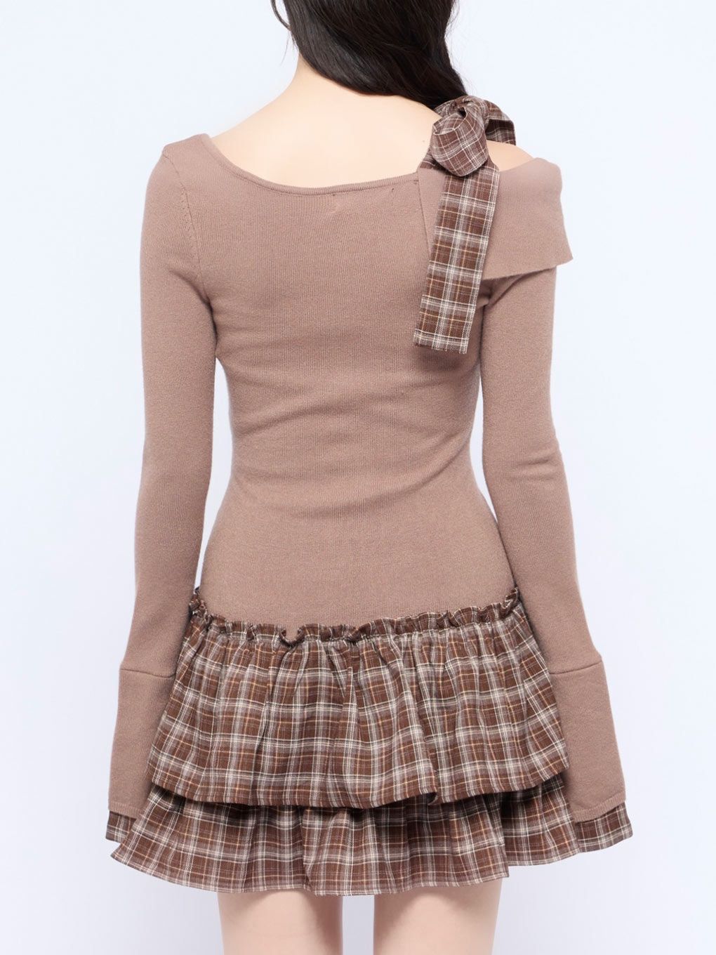 BUBBLES】チェックリボンワンショルワンピース | sparkling mall