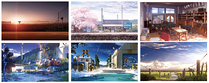 AngelBeats!』『花咲くいろは』『凪のあすから』などの背景美術を展示