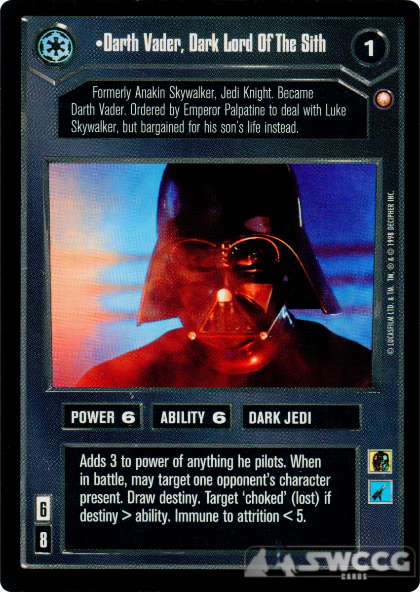 Darth Vader, Dark Lord Of The Sith – SWCCG Cards