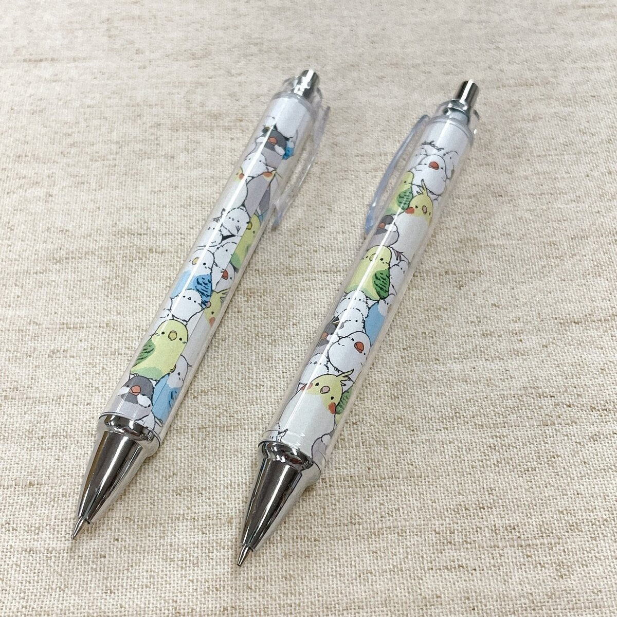 ボールペン シマエナガのインコと文鳥がいっぱい セキセイインコ