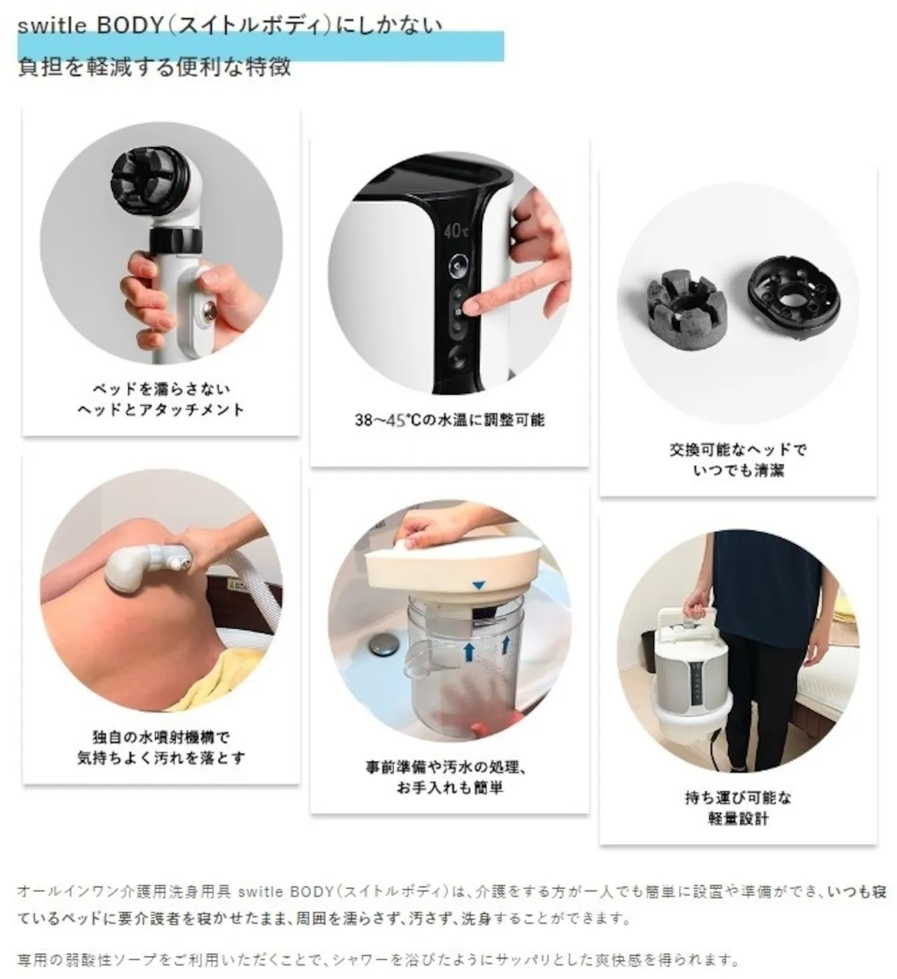 スタートセット】介護用洗身用具 switle BODY専用ソープ付き | 商品