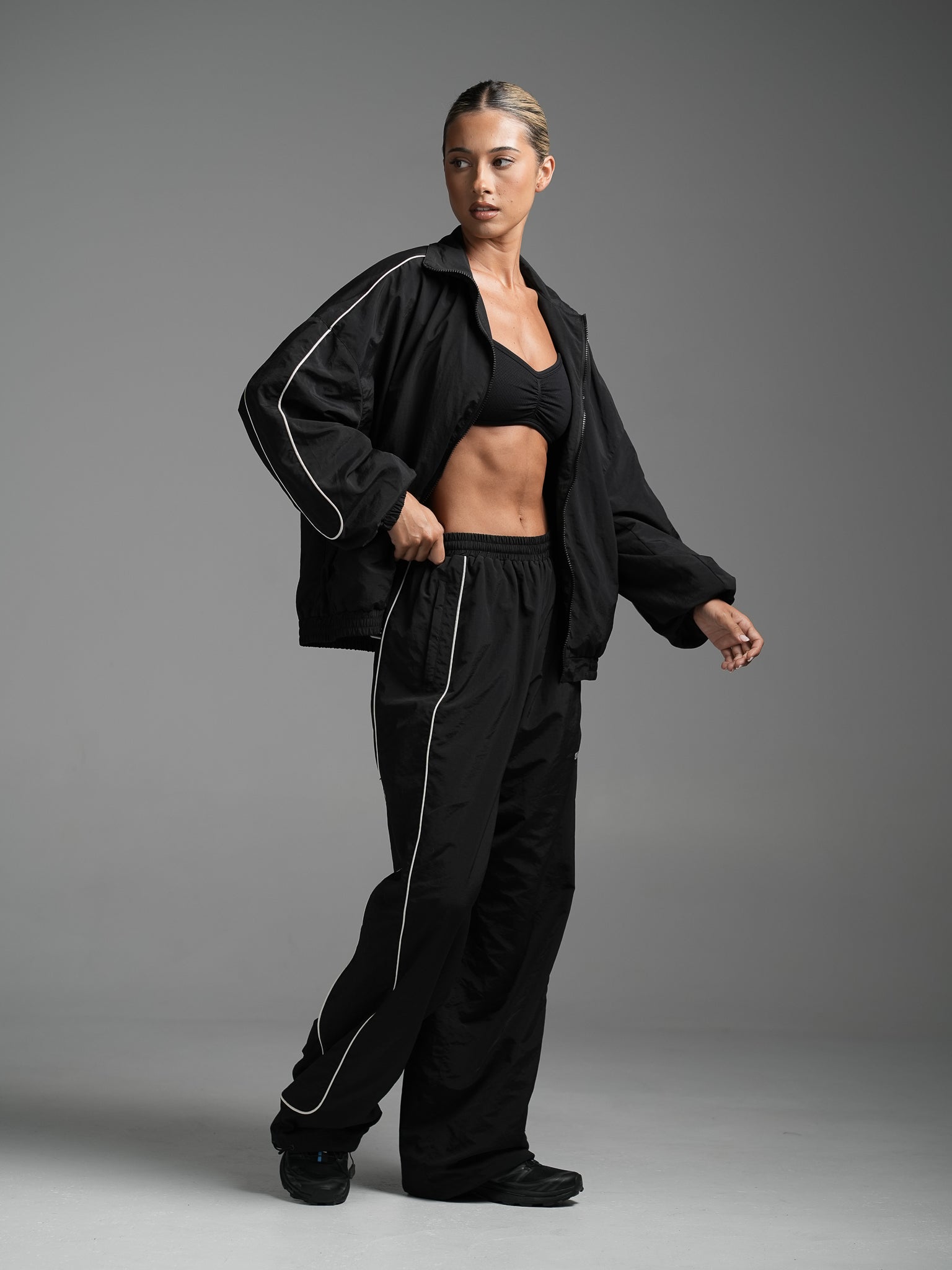 Black Oversized Track Jacket | SWT Active