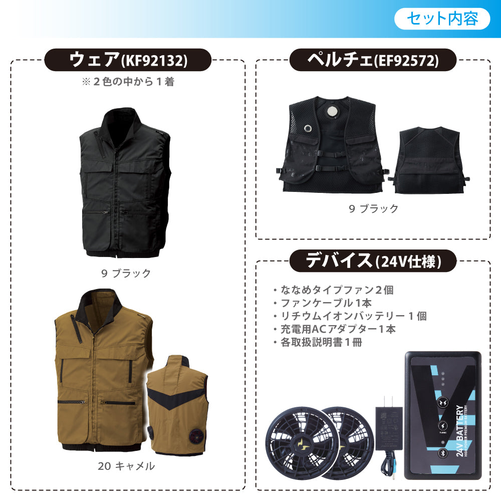 メーカー保証付】 空調風神服®×ペルチェベスト すぐ着られるセット