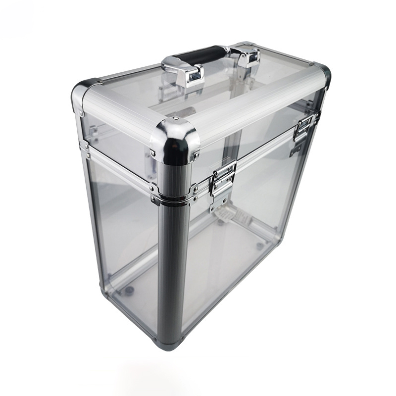 透明アクリル製ビニールレコード収納ボックス（アルミフレーム付き）