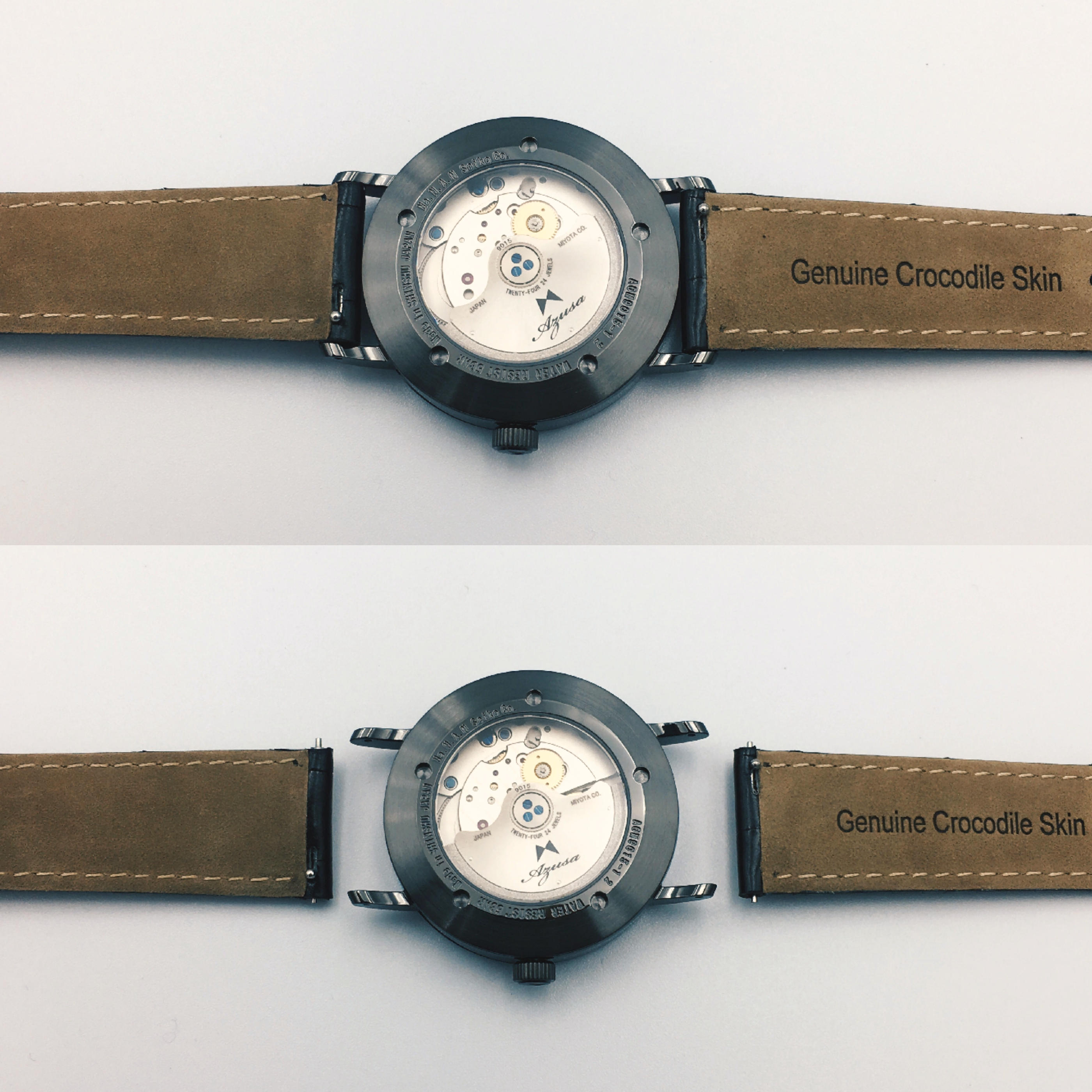 クロコダイルベルト 20mm幅 カラー：ブラウン - (信州発日本製腕時計