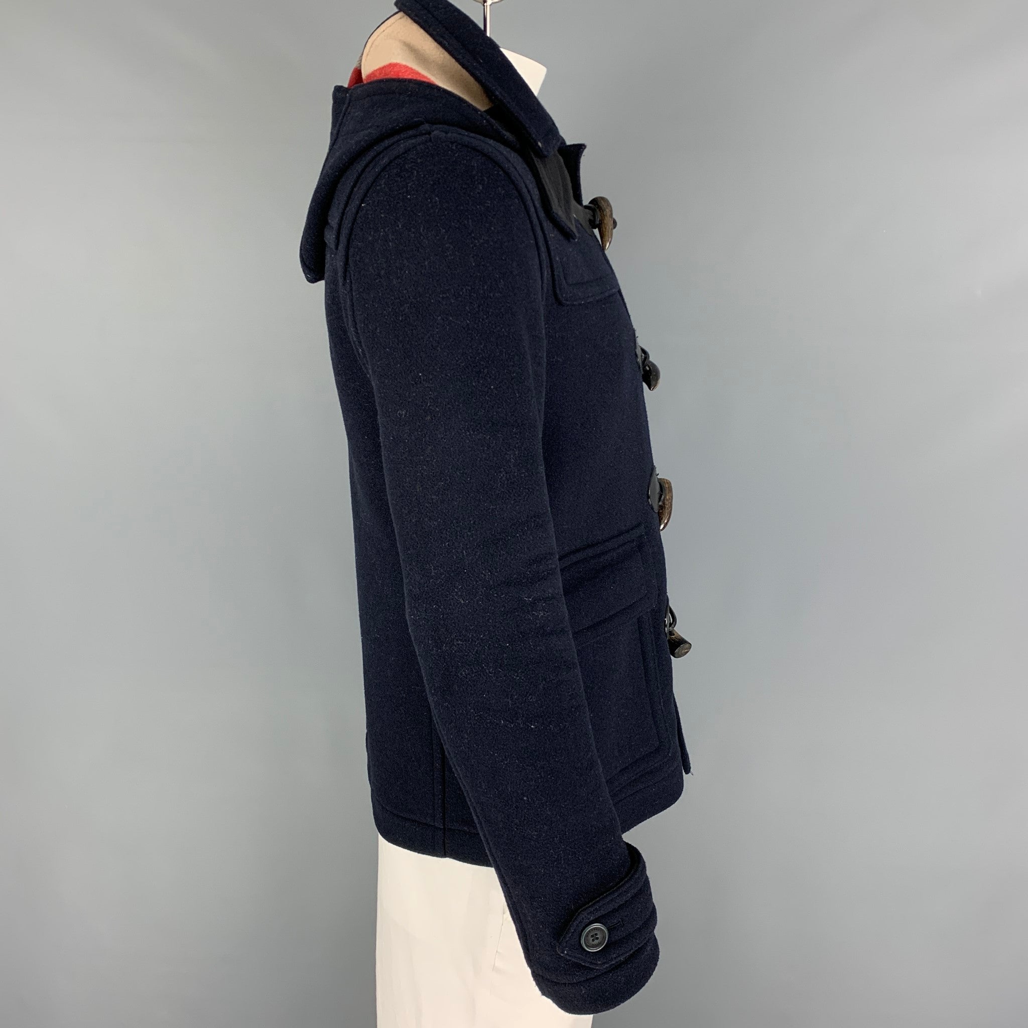 BURBERRY BRIT Size M Navy Wool Polyamide Toggle Closure Coat – Sui