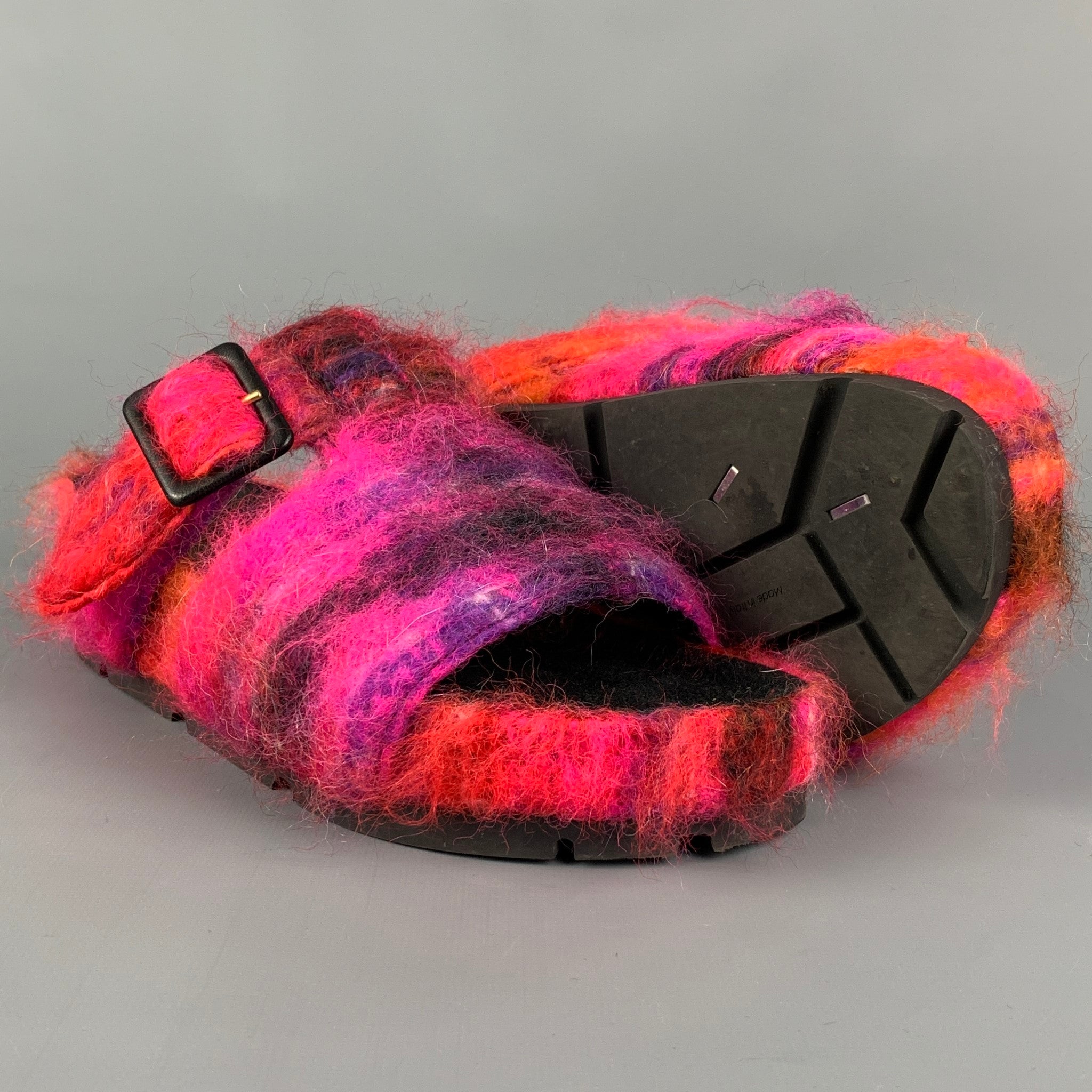 CELINE by Phoebe Philo FW 18 Size 8 Fuchsia Orange Mohair Textured