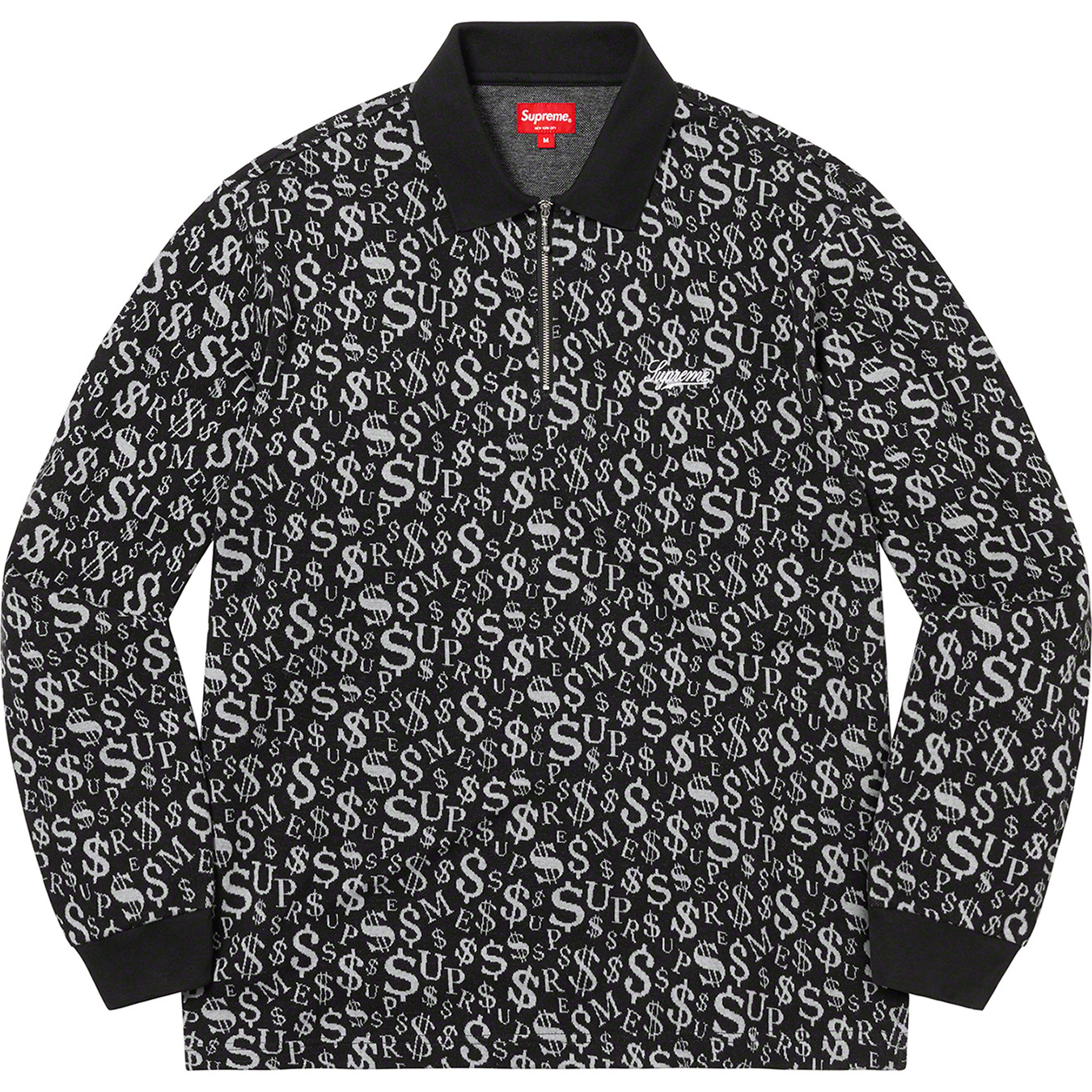 Currency Jacquard Zip L/S Polo | Supreme 22fw