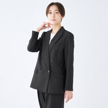 SL】【年間】4釦1掛けダブルジャケット/ブラック/ウォッシャブル