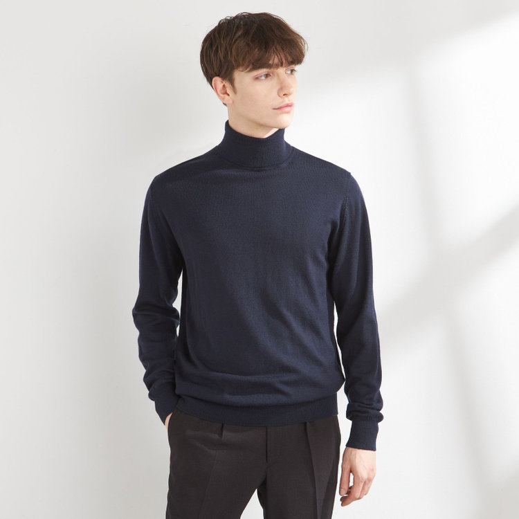 RBC】【秋冬】ウールタートルネックニットセーター/ネイビー/ZEGNA