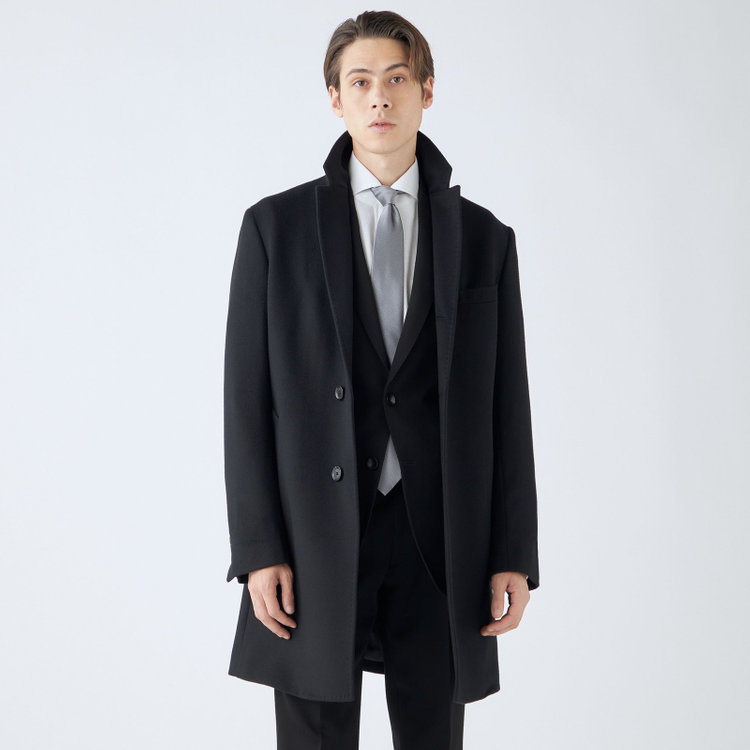 BL】ウールチェスターコート/ブラック/NEW ZEALAND WOOL LIMITED