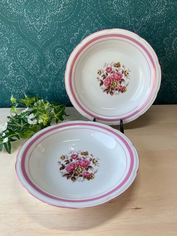 TAMAKAZE ピンクローズ 花柄プレート 昭和のカレー・シチュー皿 各枚数