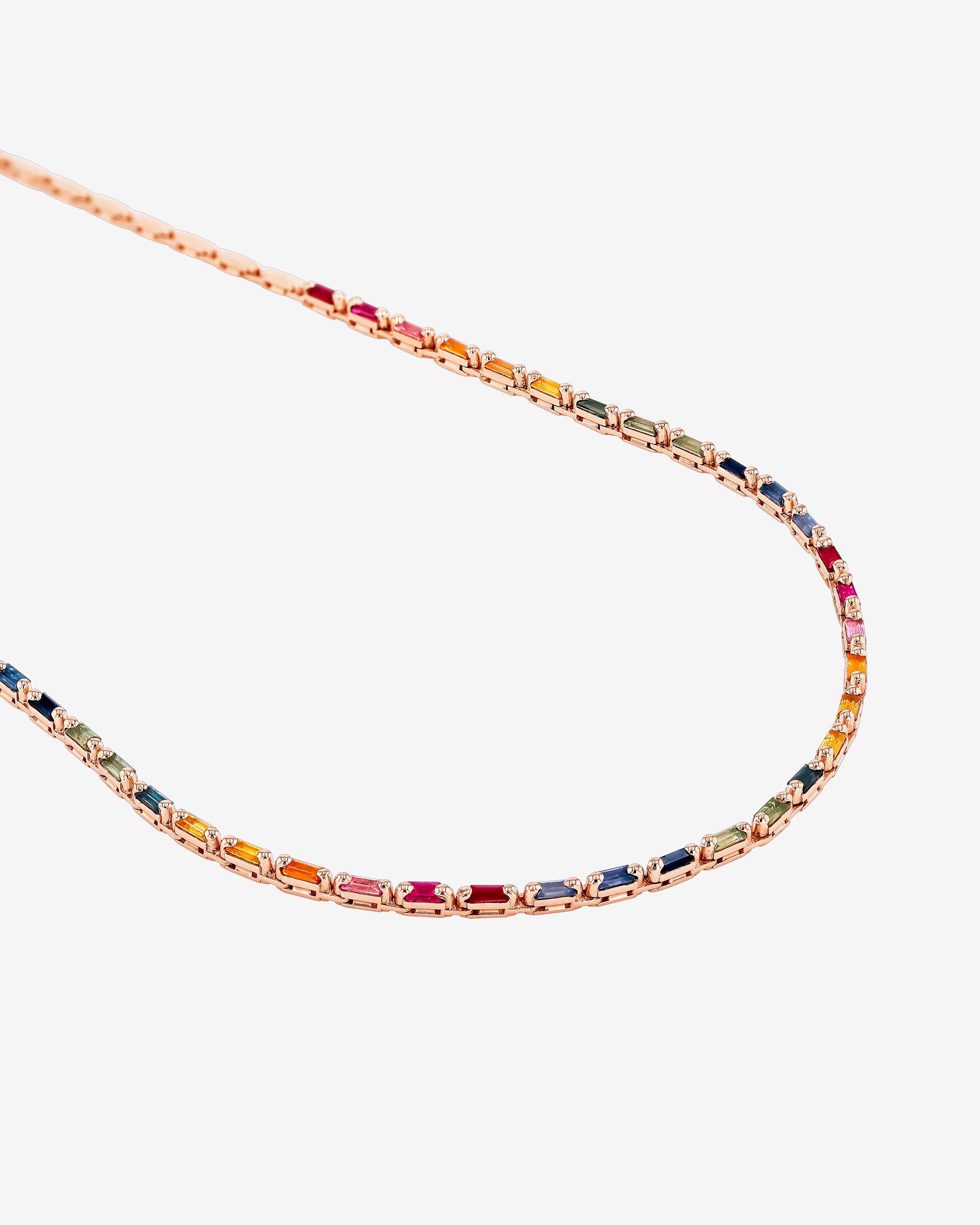 Linear Half Rainbow Sapphire Tennis Necklace | SUZANNE KALAN®