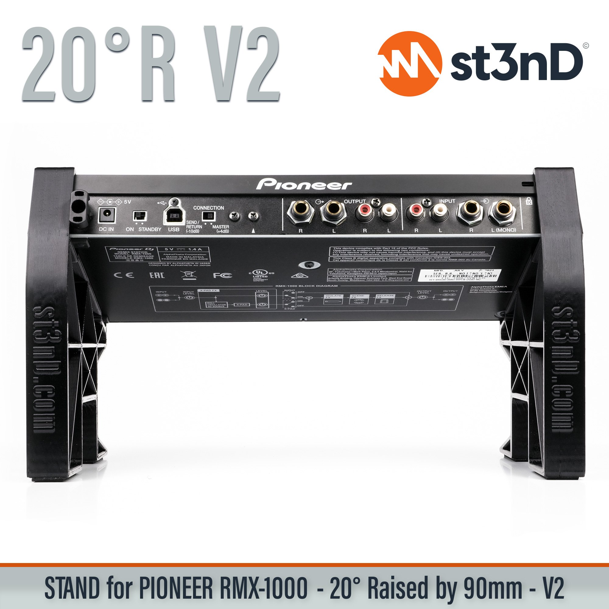 DJ RISER STAND for PIONEER RMX-1000 - 20° (V2) - Synth Stand +