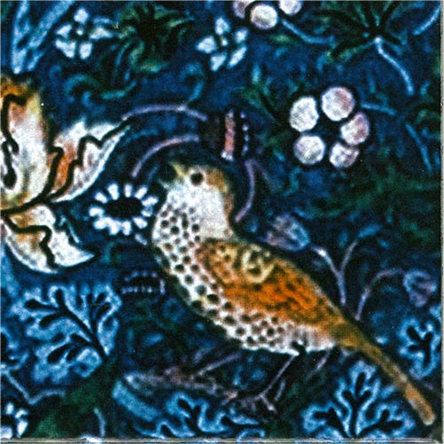 ウィリアム・モリス・タイル Strawberry Thief Blue いちご泥棒・青