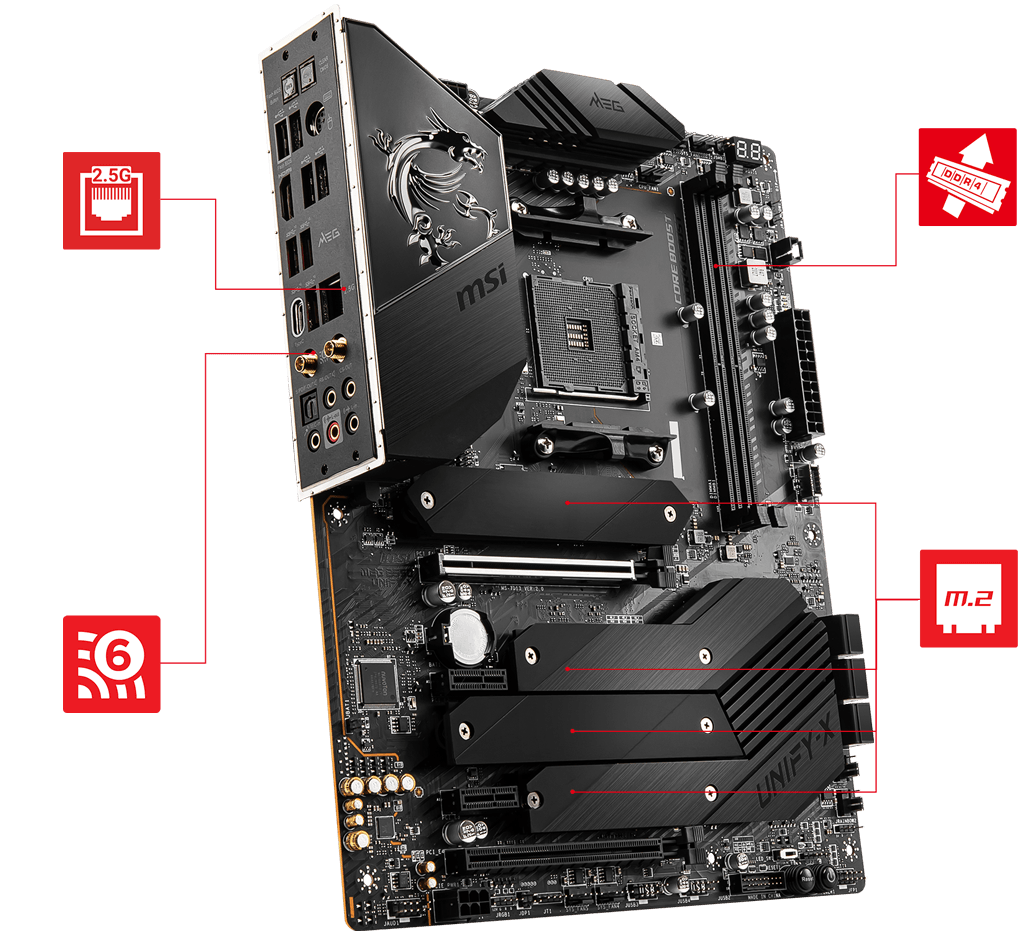 MSI MPG B550 UNIFY-X AMD AM4 DDR4 CF M.2 USB 3.2 Gen 2 Wi-Fi 6