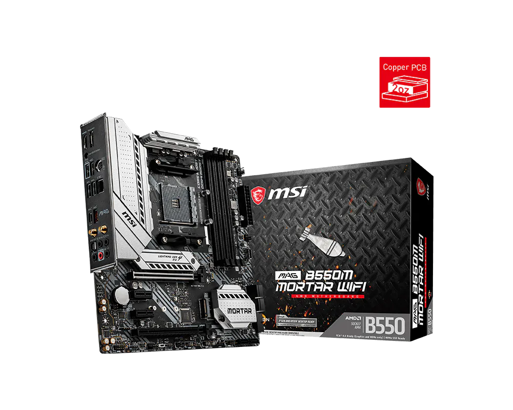 MSI MAG B550M MORTAR WIFI AMD AM4 DDR4 CF Lightning Gen 4 M.2 USB