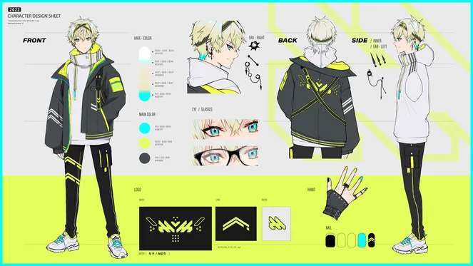 制作実績】キャラクターデザイン三面図 - sai - nizima by Live2D