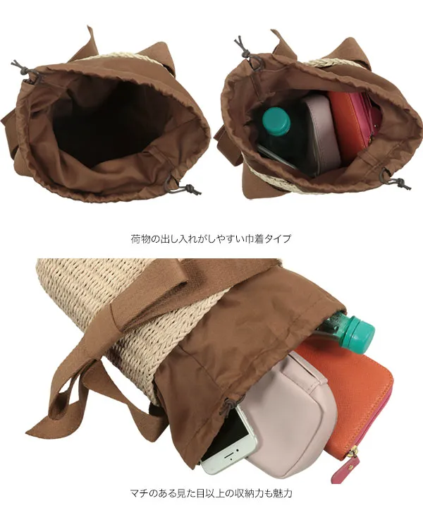 リボンハンドルバケツカゴバッグ [B1610] - レディースファッション