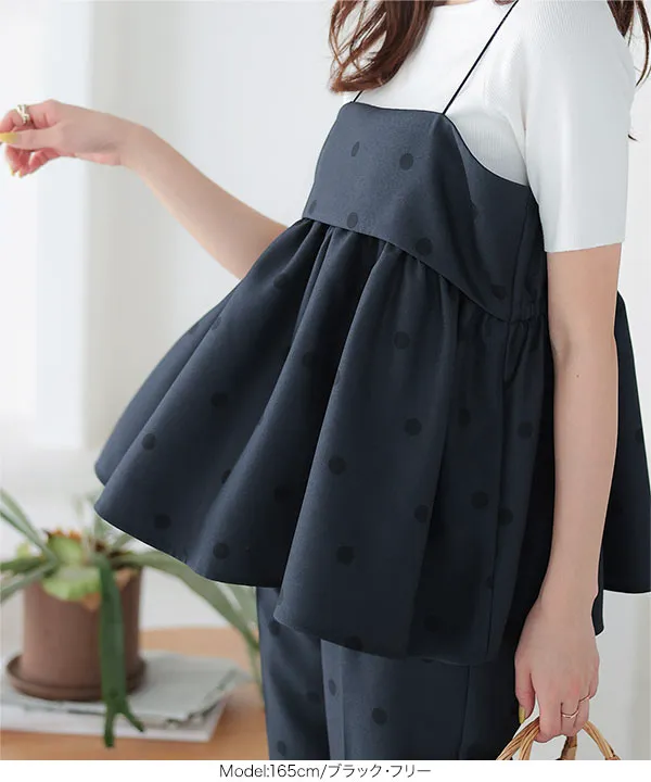 ドット柄ペプラムキャミソール [C7040] - レディースファッション通販