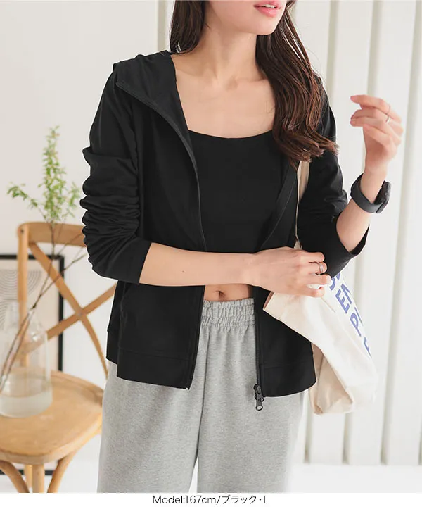 超冷感 ] UVカット接触冷感ラッシュガードパーカートップス [C7060