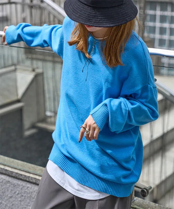 ボートネックorタートルネックもっちりニットチュニック [C7193