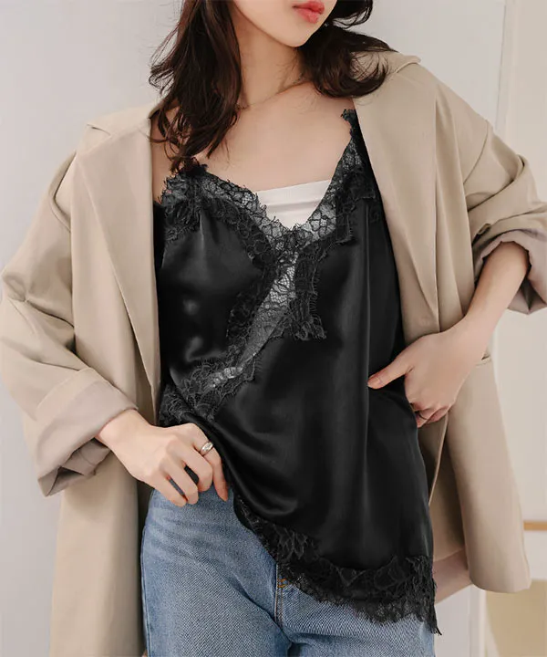 サテンレースキャミソール [C7751] - レディースファッション通販 神戸