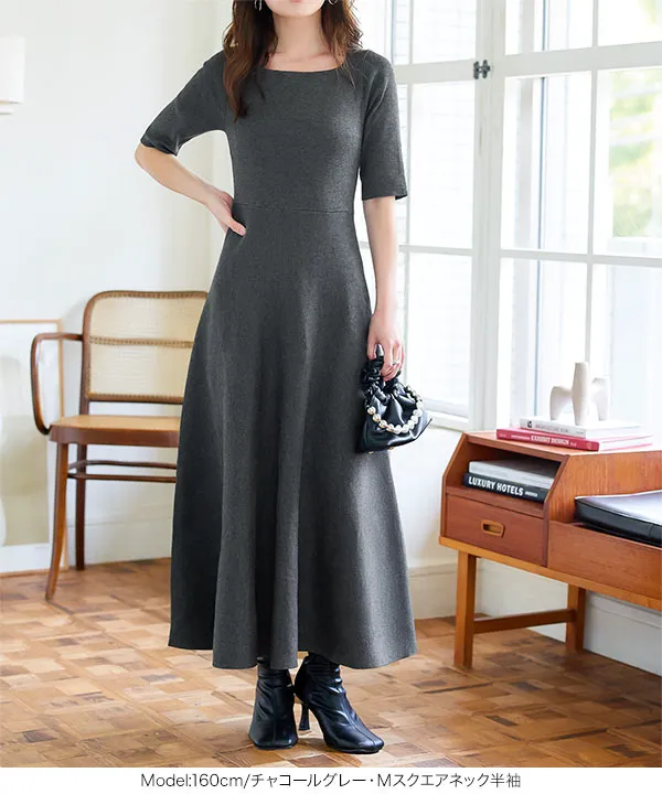 フィット＆フレアニットワンピース [E3289] - レディースファッション