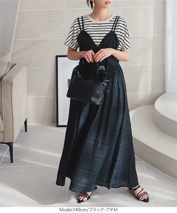 プチレタス ] ビスチェ風ダブルストラップキャミワンピース [E3362