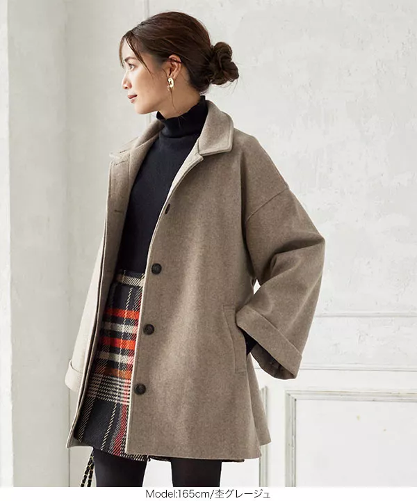 スタンドカラーミドル丈コート [K1048] - レディースファッション通販