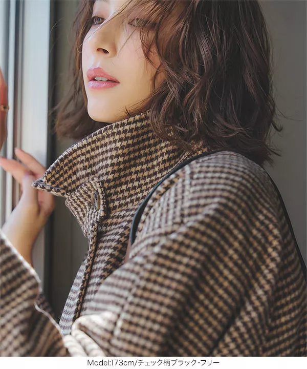 ケープ取り外し2wayスタンドカラーロングコート [K1258] - レディース