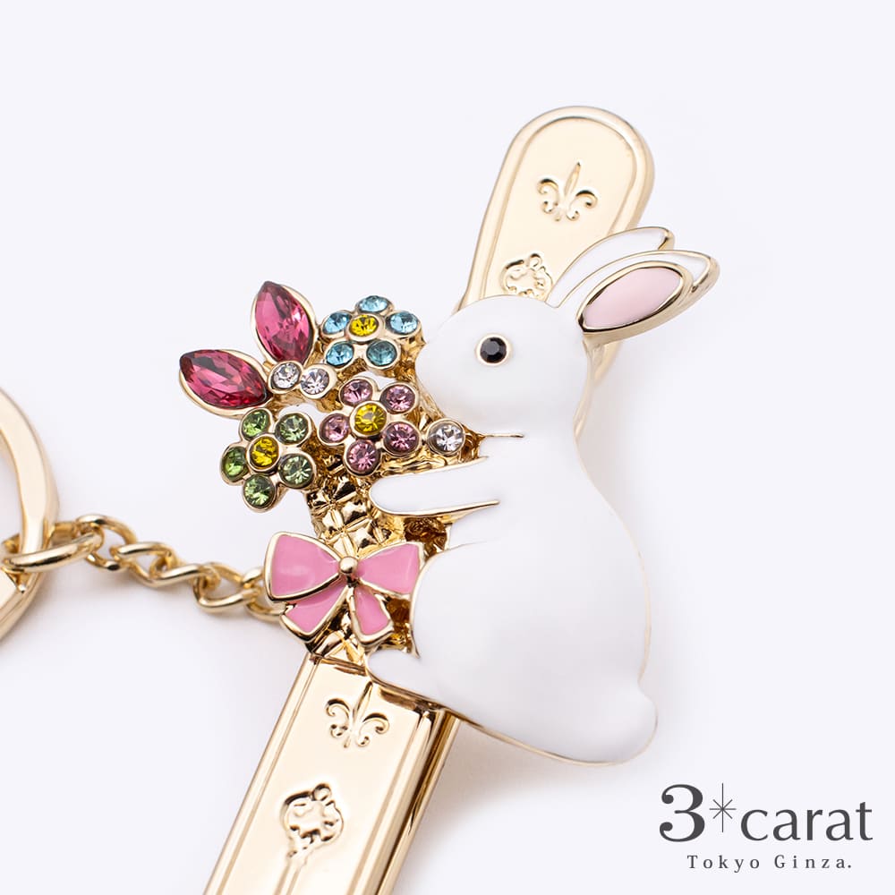 バッグキークリップ うさぎのプレゼント – 3carat（スリーカラット