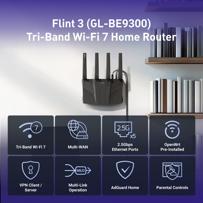 Flint 3 (GL-BE9300) Tri-band Wi-Fi 7 Home Router — GL.iNet US