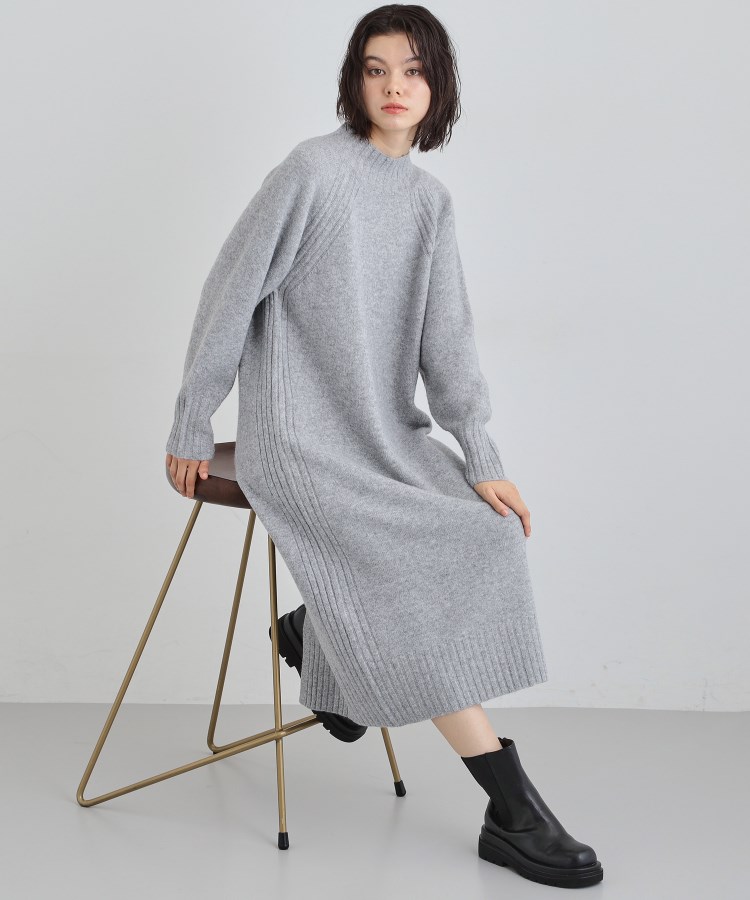 ウール混杢調ハイネックワンピース（マキシ・ロングワンピース） | THE