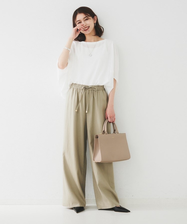 ウエストゴム/洗える/オンオフ】ドロストワイドパンツ（フルレングス