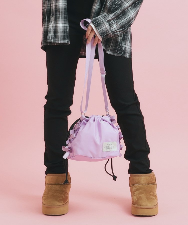 カジュアルリボン巾着ショルダー（ショルダーバッグ） | PINK-latte