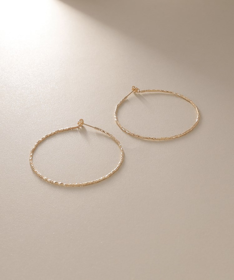 K18ミラーカットビーズ フープピアス（中）（ピアス） | COCOSHNIK